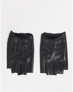 Черные перчатки с тиснением логотипа Karl lagerfeld