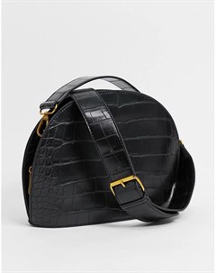 Черная сумка через плечо с эффектом крокодиловой кожи Asos design