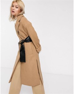 Светло коричневое пальто халат с поясом Palones