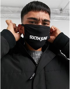 Черная маска для лица с логотипом Sixth june