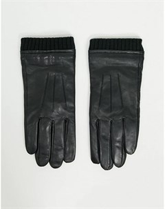 Черные кожаные перчатки с манжетами для сенсорных гаджетов Barney s Original Barneys originals