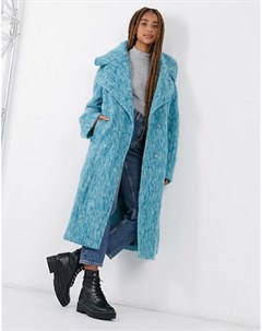 Голубое oversized пальто макси Asos design