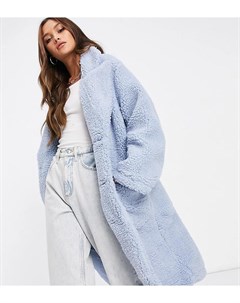 Голубое удлиненное пальто из искусственной овчины Reclaimed vintage