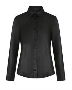 Кожаная рубашка черного цвета Yves salomon