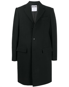Однобортное пальто с вышитым логотипом Moschino