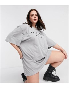 Платье футболка в стиле oversized серого цвета Il sarto curve