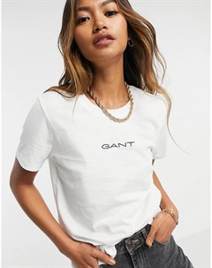 Белая футболка с небольшим логотипом на груди Gant