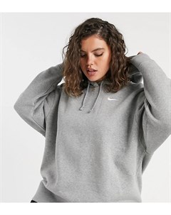 Oversized худи серого цвета с логотипом галочкой Plus Nike