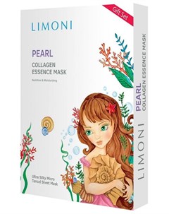 Маска тканевая осветляющая с жемчужной пудрой и коллагеном для лица Pearl Collagen Essence Mask Set  Limoni