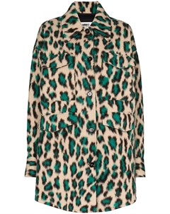 Однобортное пальто с леопардовым принтом Mm6 maison margiela
