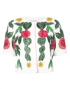 Пиджак с рукавами до локтя и цветочной отделкой Oscar de la renta