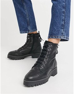 Классические черные ботинки на шнуровке в стиле милитари River island