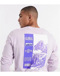 Лавандовый oversize лонгслив с принтом в виде гор на спине Originals эксклюзивно на ASOS Jack & jones