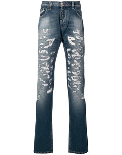 Состаренные прямые джинсы Philipp plein