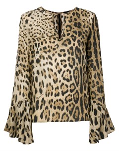 Леопардовая блузка с расклешенными рукавами Cavalli class