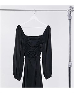 Черное платье А силуэта с рюшами Missguided tall