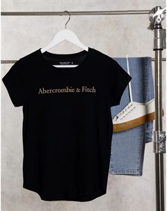 Черная футболка с круглым вырезом и логотипом спереди Abercrombie & fitch