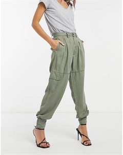 Зеленые брюки в стиле милитари Paxton Allsaints