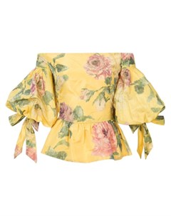 Блузка с открытыми плечами и цветочным принтом Marchesa