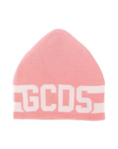Шапка бини вязки интарсия с логотипом Gcds kids