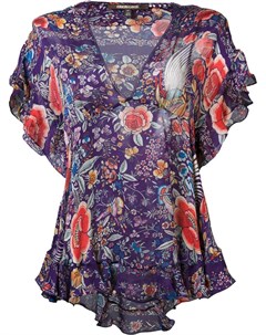 Блузка с оборками и цветочным рисунком Roberto cavalli