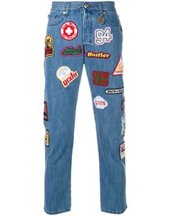 Укороченные джинсы с заплатками Gcds