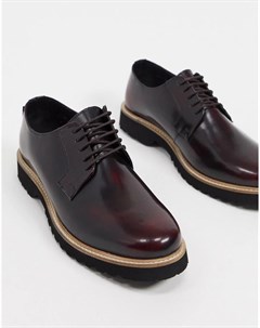 Бордовые туфли из полированной кожи на шнуровке и массивной подошве Ben sherman