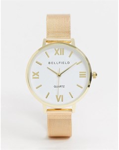 Золотистые часы с браслетом Bellfield