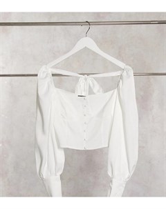 Белая укороченная блузка на пуговицах Outrageous fortune petite