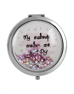 Зеркало для макияжа карманное make up makes me happy Deco