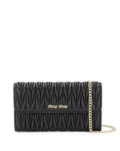 Стеганый клатч с логотипом Miu miu