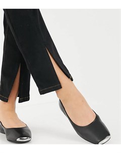 Черные кожаные туфли на плоской подошве с носком Exclusive Fleur Asra