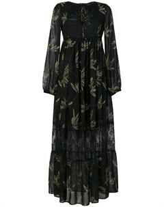 Платье с завышенной талией и принтом листьев Ki6