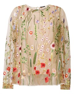 Полупрозрачная блузка с цветочной вышивкой Odeeh
