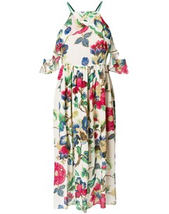 Платье халтер средней длины с цветочным принтом Semicouture