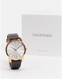 Часы с коричневым ремешком Calvin klein