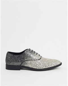 Черные классические туфли на шнуровке с блестками с расцветкой омбре Asos design
