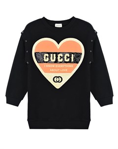 Черный свитшот с принтом Сердце детский Gucci