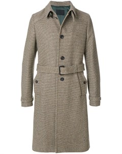 Твидовое пальто с поясом Prada