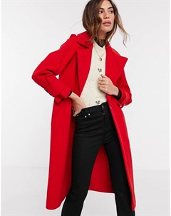 Красное однобортное пальто с заниженным плечом River island