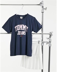 Темно синяя футболка в университетском стиле с логотипом Tommy jeans
