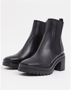 Черные кожаные ботинки на среднем каблуке Encourage Schuh