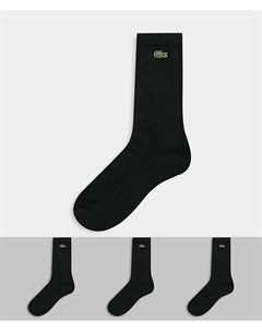 Комплект из трех пар черных носков Lacoste