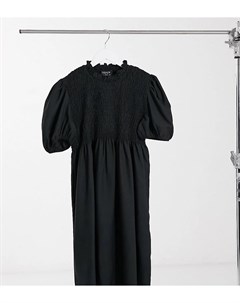 Черное свободное платье мини со сборками и пышными рукавами Outrageous fortune maternity