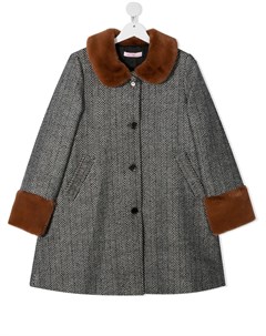 Двубортное пальто с узором в елочку Miss blumarine