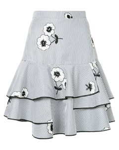 Полосатая пышная юбка с цветочной вышивкой Huishan zhang