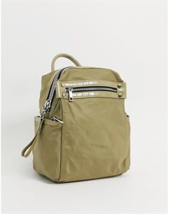 Нейлоновый рюкзак цвета хаки с крупной молнией и вставками под крокодиловую кожу Asos design