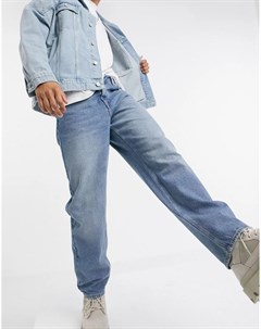 Синие выбеленные свободные джинсы в стиле 90 х Asos design