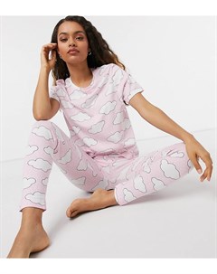 Пижамные леггинсы и футболка в розовых тонах ASOS DESIGN Petite exclusive Asos petite