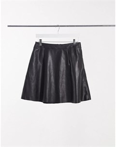 Черная расклешенная юбка из искусственной кожи Vila